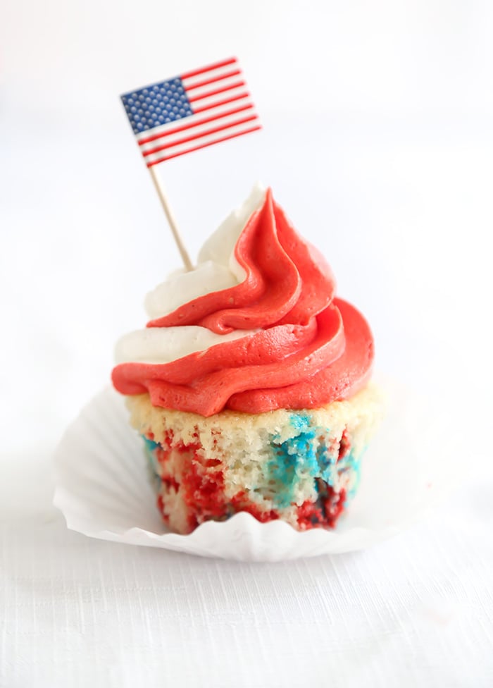 Red, White and Blue Confetti Cupcakes
